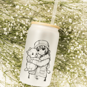 Szklanka 550 ml z bambusowym wieczkiem "Anime"