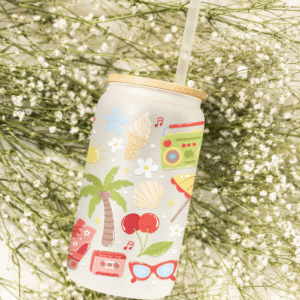 Szklanka 550 ml z bambusowym wieczkiem "Retro Summer"