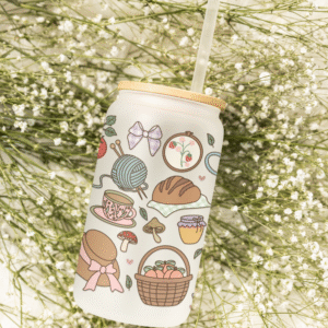 Szklanka 550 ml z bambusowym wieczkiem "Bookish Picnic"