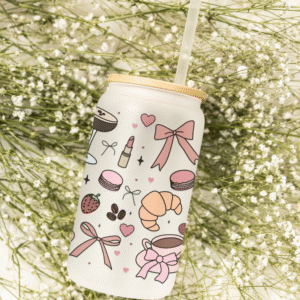 Szklanka 550 ml z bambusowym wieczkiem "Girly"