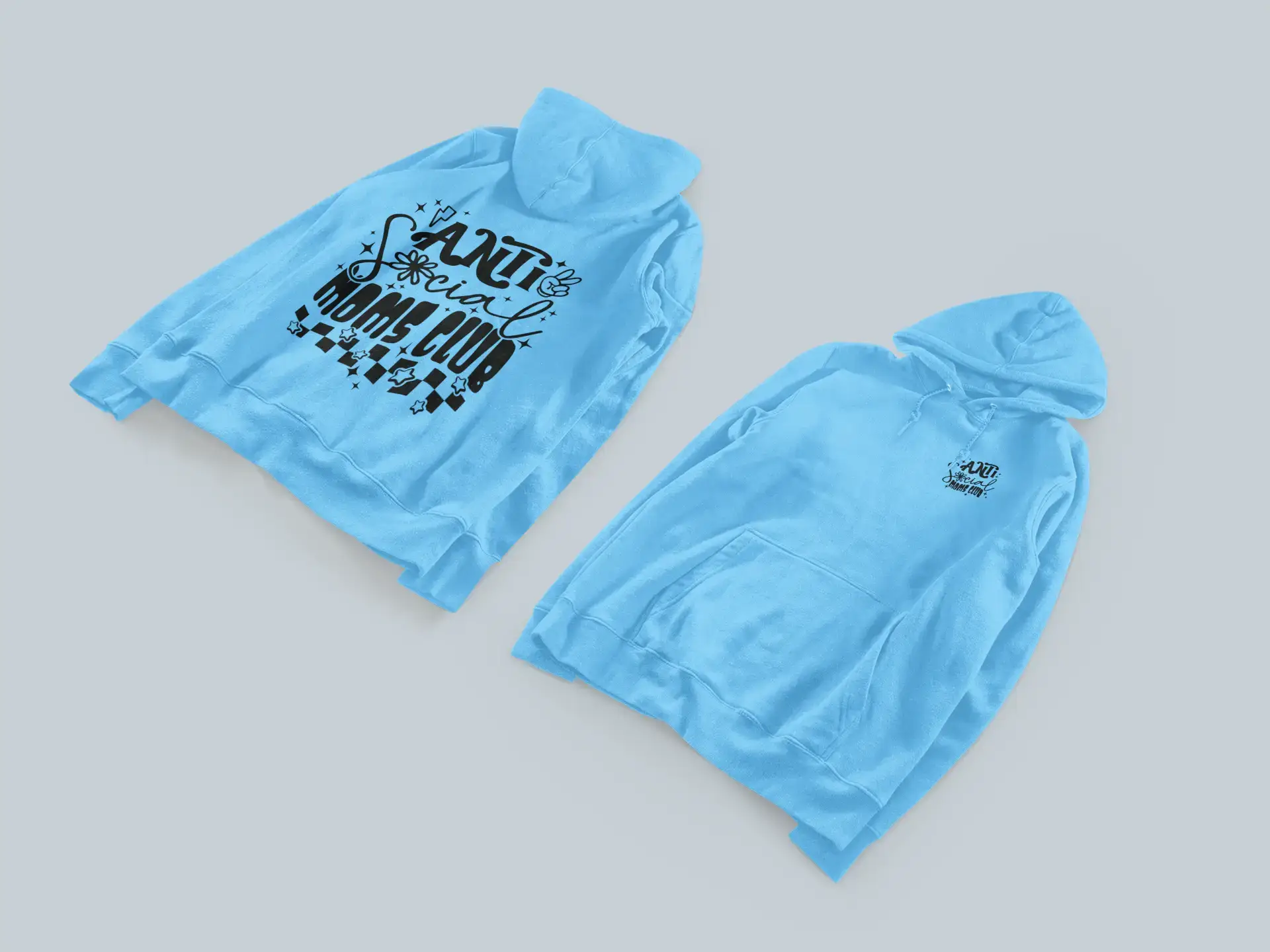 Bluza z kapturem z nadrukiem "Anti-social moms club" - obrazek 4