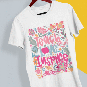 Koszulka z nadrukiem "Teach. Love. Inspire"