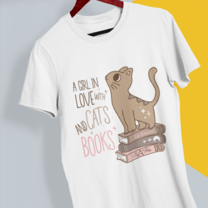 Koszulka z nadrukiem "Cats and Books"